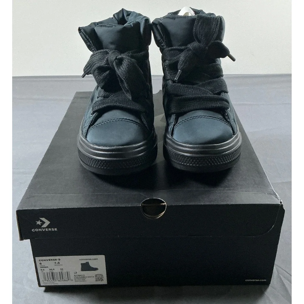 Converse CTAS Elements Boot 7.5 Hi Black Water Repellent Puffer Faux Fur A12941C